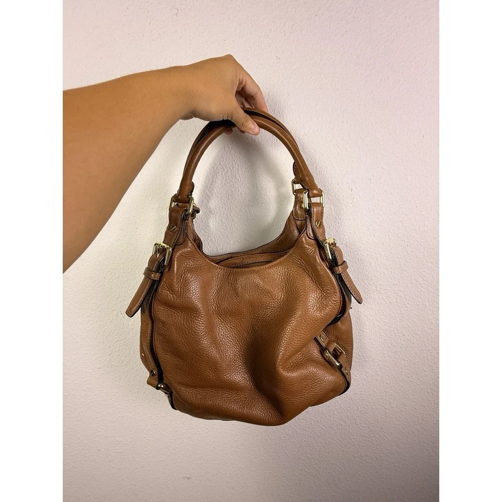 Michael Kors Bedford Belted  Leather Shoulder Tote in Cognac